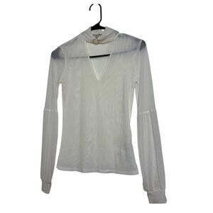 Guess Elegant White Sheer Long Sleeve Top